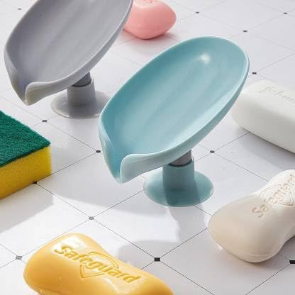 ECODEX ECODEX Unique Creative Lotus Leaf Shaped Standy Soap Holder Box Cup Home Bathroom Kitchen Silicone Plastic Self Draining Rod Punch Stand-Po1 - Image 1
