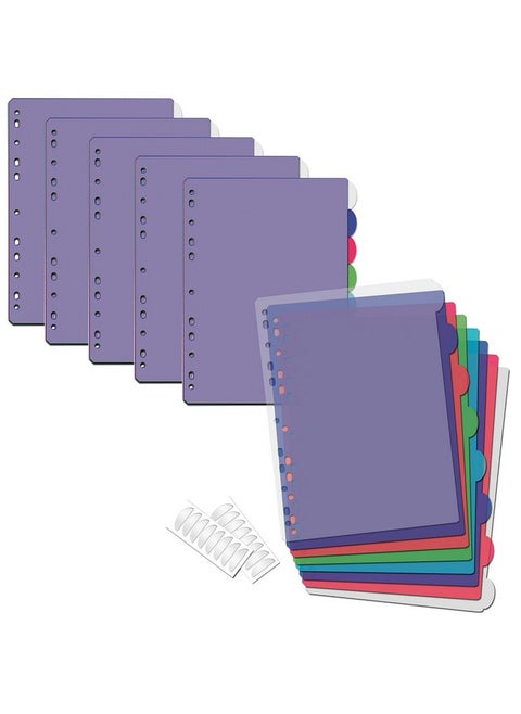 8 Tab Plastic Binder Index Dividers Large Rounded Index Tabs 36 Pack Multicolored Poly Dividers For 3 Ring Binder With White Labels Box Of 36 Sets