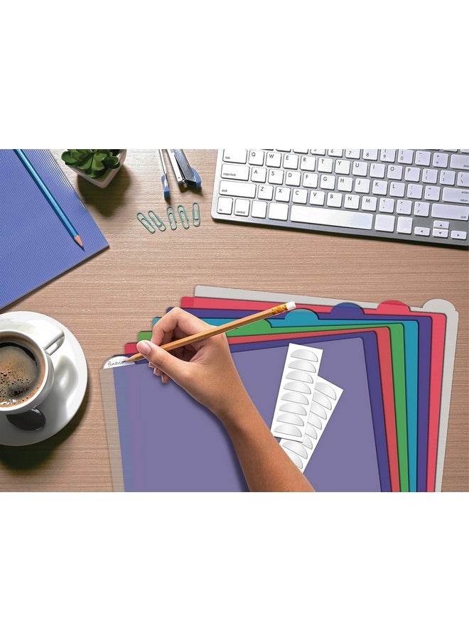 Better Office Products - 8 Tab Plastic Binder Index Dividers Large Rounded Index Tabs 36 Pack Multicolored Poly Dividers For 3 Ring Binder With White Labels Box Of 36 Sets - Image 1