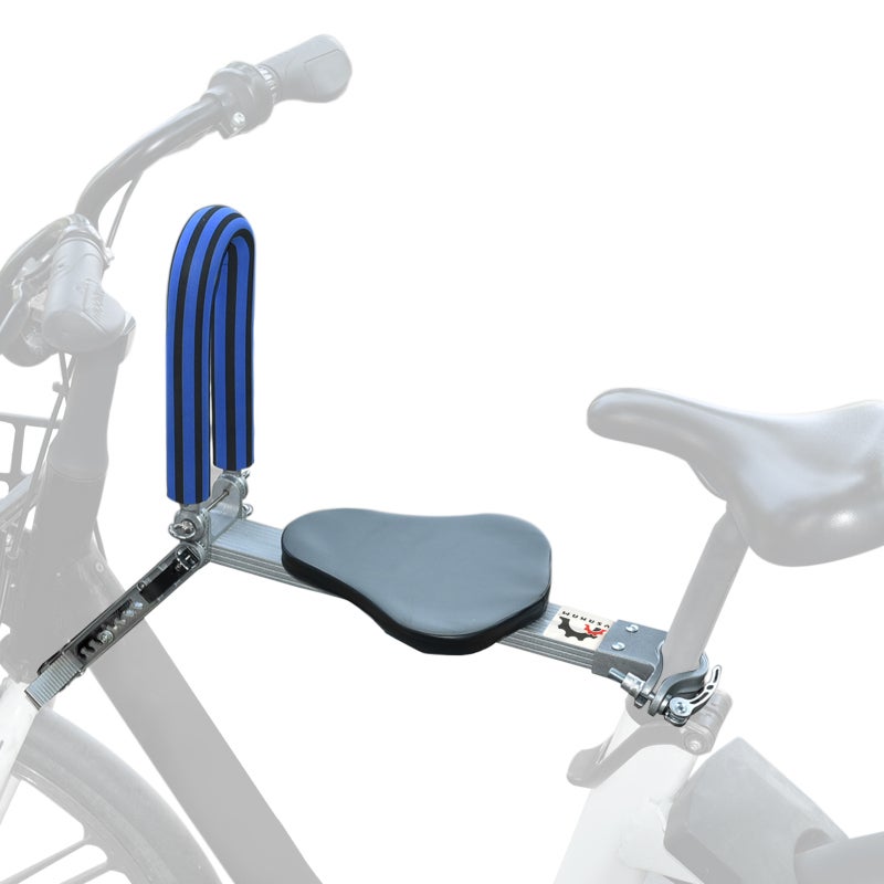 Front Mounted Child Bicycle Seat: Heavy Duty Aluminium Alloy Material, Adjustable Height, Adjustable Foam Handrail - Fits Most Bikes With Down Tube ≤6.5cm, For Kids 1-9 Years Old Weighing ≤60kg - Image 1
