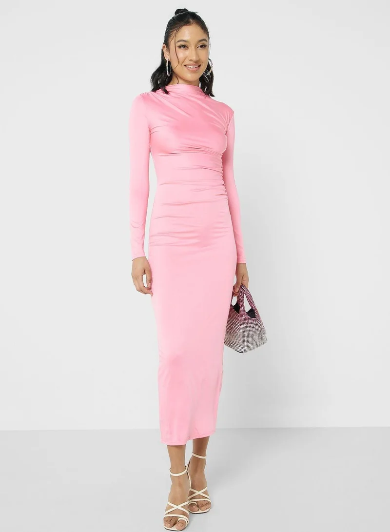 Ginger Pink Ruched Dress
