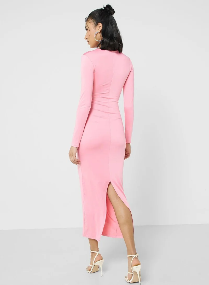 Ginger Pink Ruched Dress