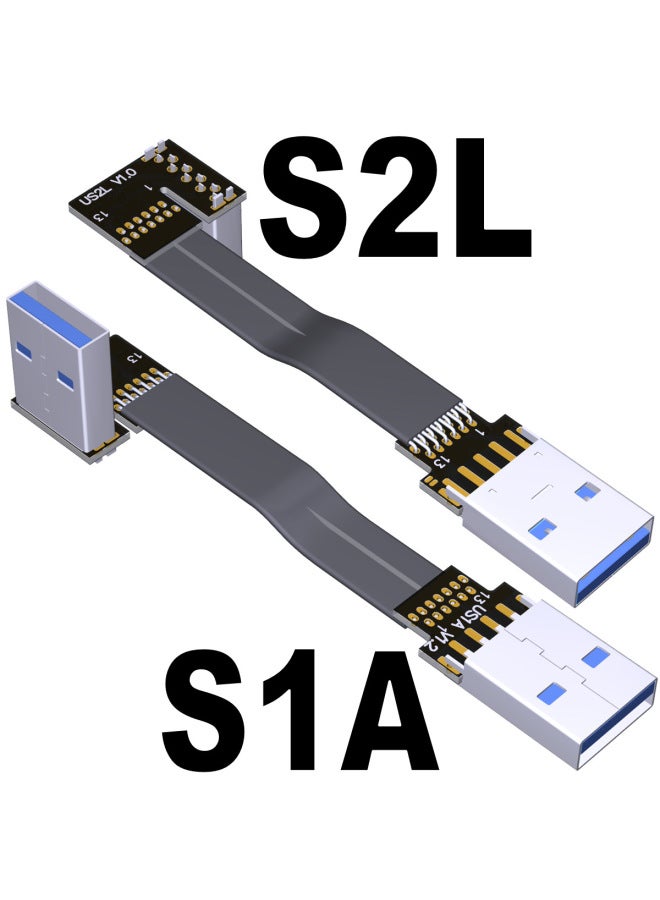 Usb3.0 Male-To-Male Thin And Flat Transfer Data Extension Cable Type-A Double Angle Fixed. Customized Adtlink-Color:S1A-S2L 13P-40cm  - Image 1