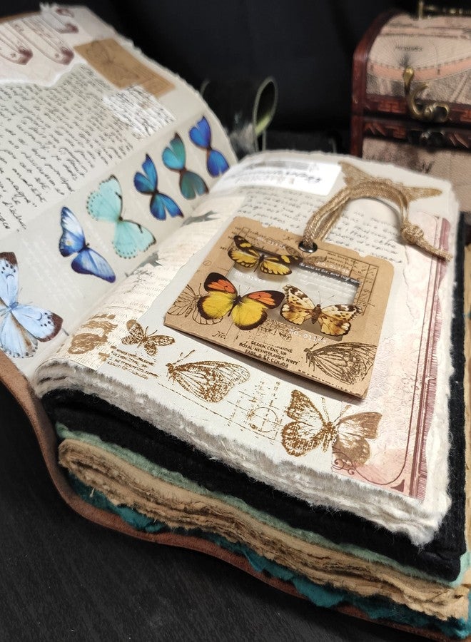 Modest Goods Vintage Leather Journal for Women & Men, Leather Bound Junk Journal Scrapbook, 240 Pages Colored Deckle Edge Paper, Rustic Travel Journal, Antique Old Fantasy Notebook (Rustic Brown, 9"x6") - Image 4