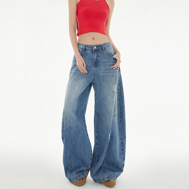 Unisex Classic Denim Jeans Loose Fit Daily Outdoor Wear - Image 1