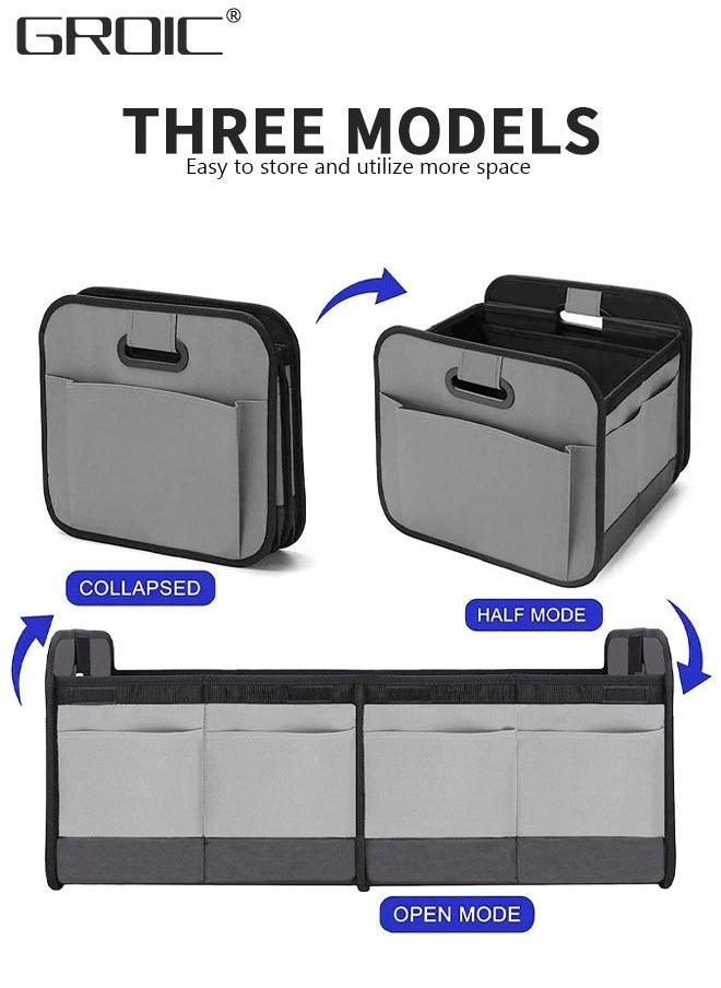 GROIC Foldable Car Trunk Organizer,Large Capacity Luggage Storage Box With 2 Compartments & Multi-Pockests,Trunk Storage Organizer Bin,Car Storage Organizer for Car Suv/Jeep/Sedan  - Image 2