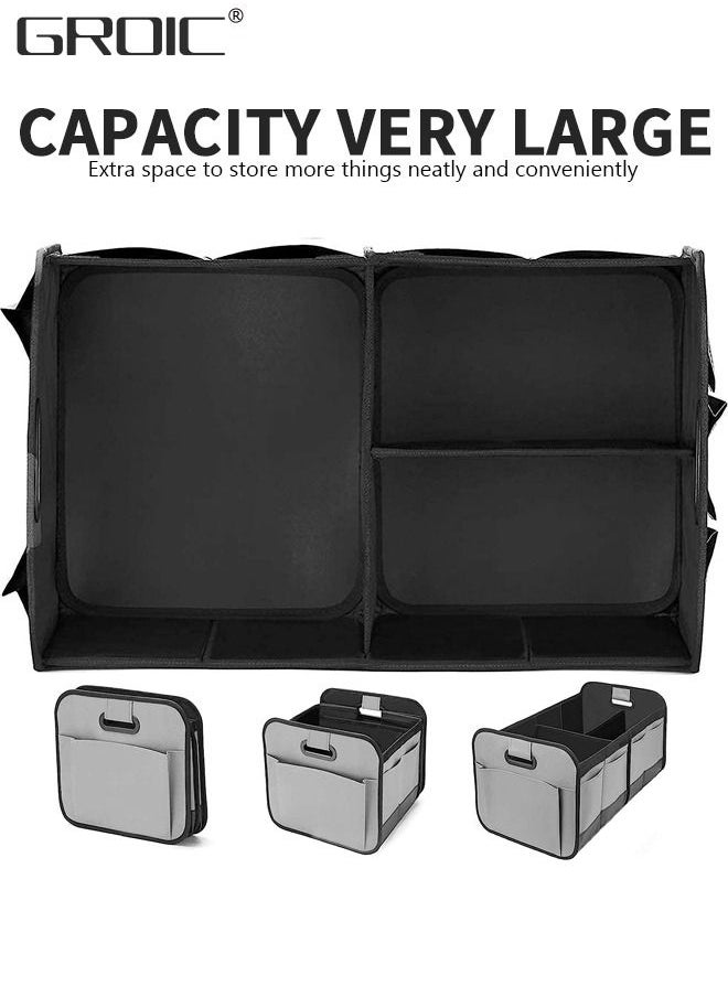 GROIC Foldable Car Trunk Organizer,Large Capacity Luggage Storage Box With 2 Compartments & Multi-Pockests,Trunk Storage Organizer Bin,Car Storage Organizer for Car Suv/Jeep/Sedan  - Image 3