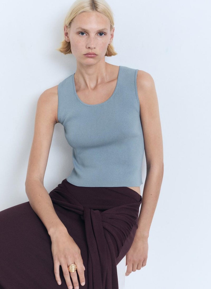 MANGO Low-cut knitted crop top - Image 1