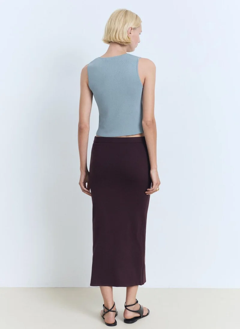 مانجو Low-cut knitted crop top