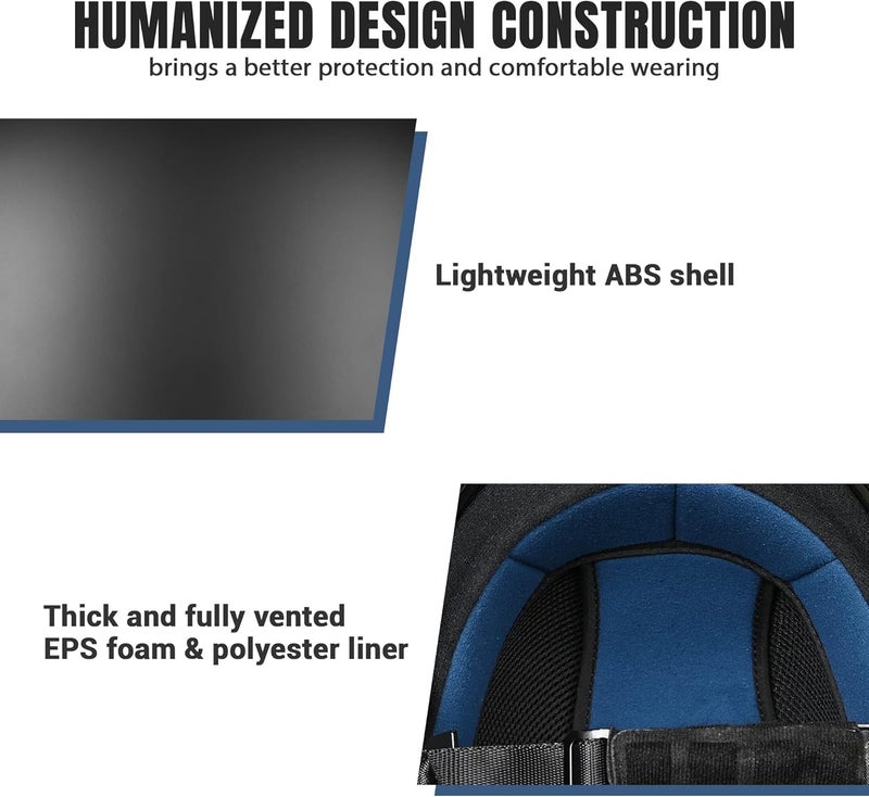 AHR Half Face Motorcycle Helmet with Sun Visor - DOT Approved Matte Black - Image 5
