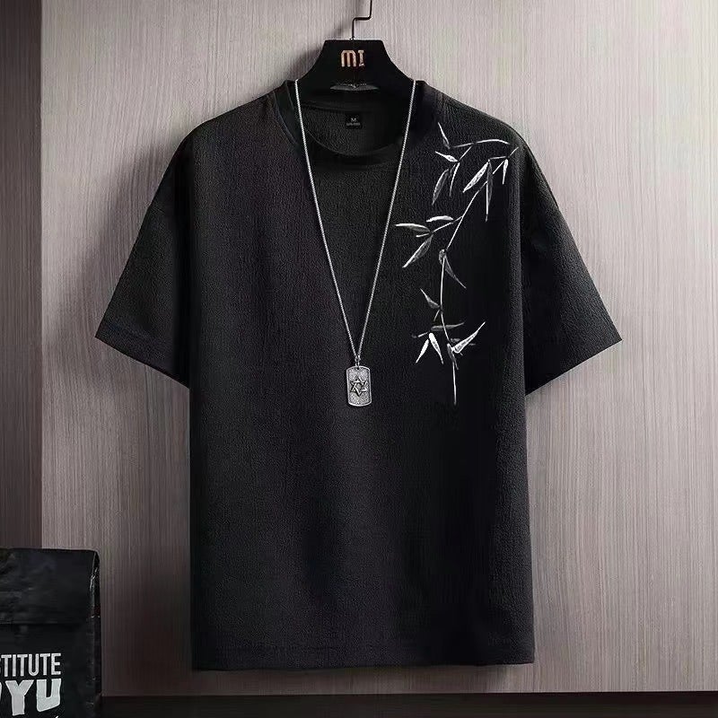 2025 New Ice Silk Short Sleeve Men's Summer Thin Ant T-shirt National Fashion Loose plus size Round Neck Half Sleeve T-shirt - Image 1