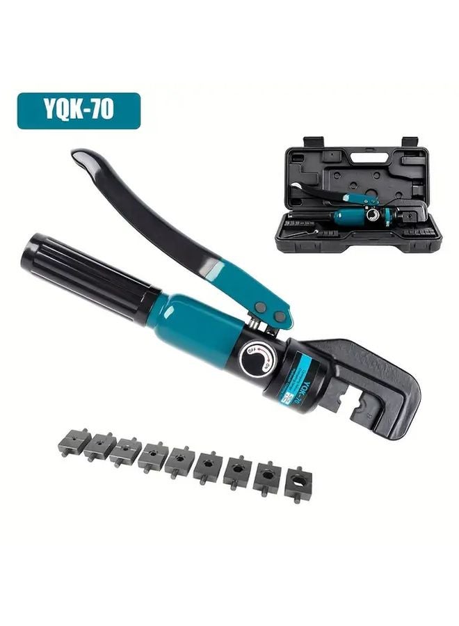 YQK 70 Manual Hydraulic Crimping Tool Kit 9 Pairs Molds Cyan Blue 4 70mm² Wire Crimper - Image 1