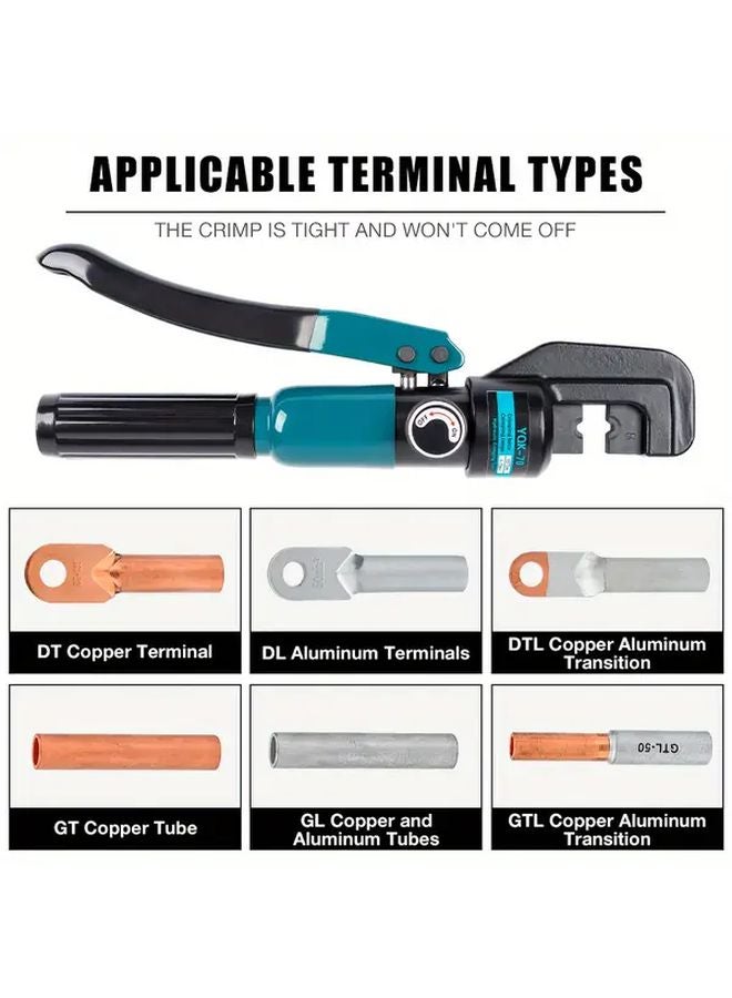 YQK 70 Manual Hydraulic Crimping Tool Kit 9 Pairs Molds Cyan Blue 4 70mm² Wire Crimper - Image 3