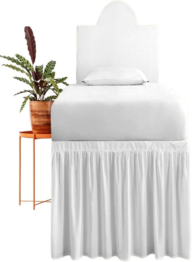 SHEETS STARGAZER Dorm Bed Skirt Twin XL, Extra Long College Dorm Room Bed Skirt, 100% Microfiber White, Twin-XL /34" Drop Bedskirt - Image 2