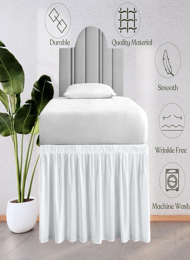 SHEETS STARGAZER Dorm Bed Skirt Twin XL, Extra Long College Dorm Room Bed Skirt, 100% Microfiber White, Twin-XL /34" Drop Bedskirt - Image 3