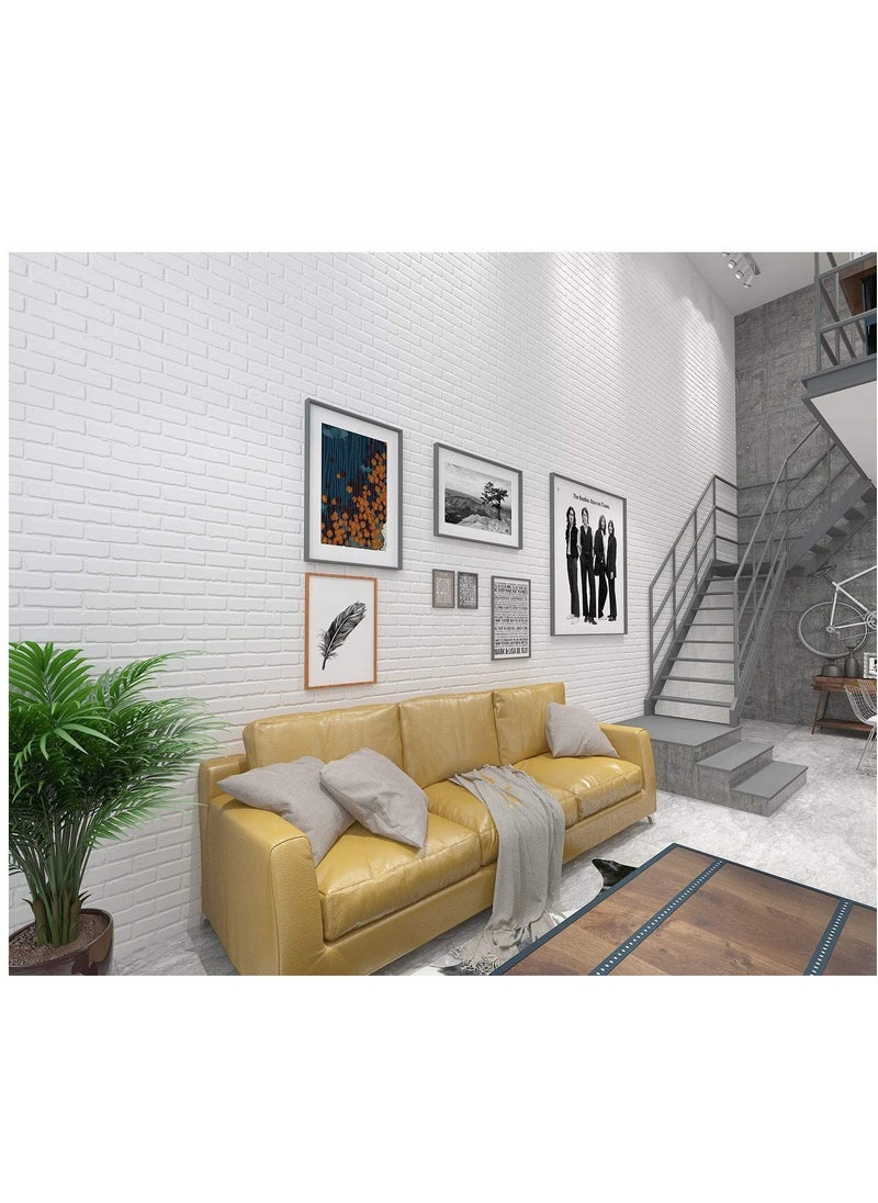 LINGWEI - 3D Wall Sticker Wall Panels White Brick Wallpaper Self Adhesive Waterproof PE Foam For Living Room TV Wall and Home Decor 30pcs - Image 1