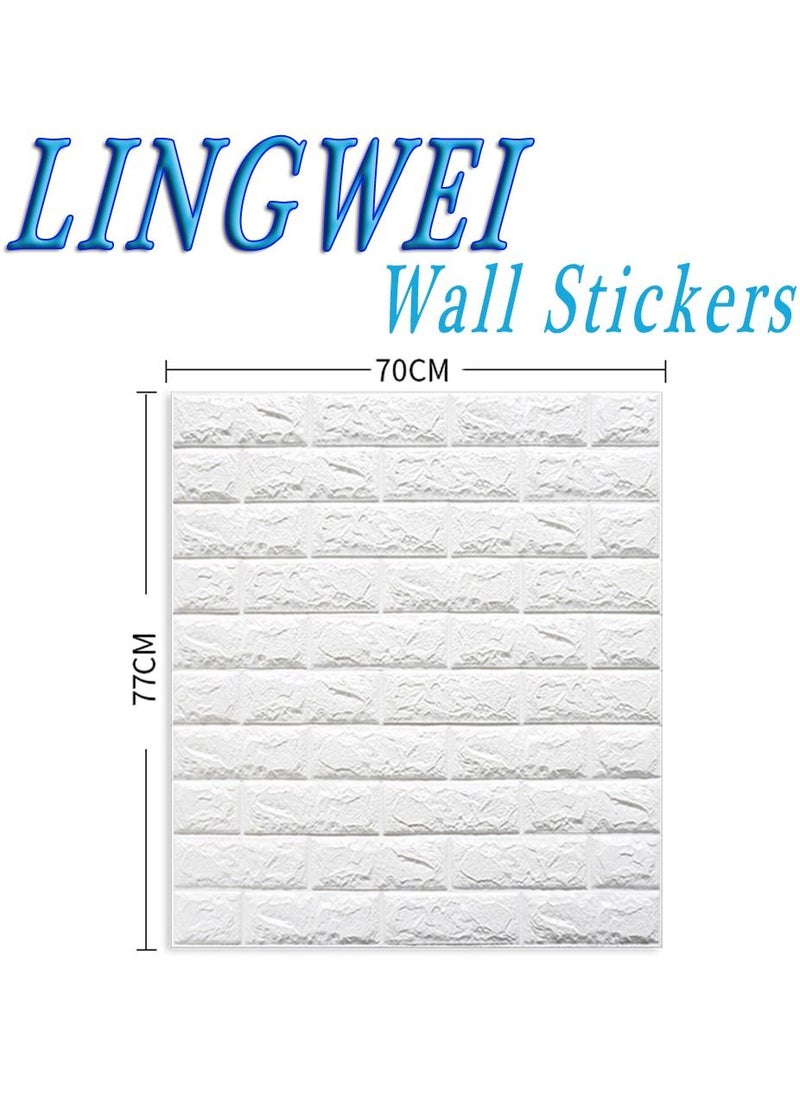 LINGWEI - 3D Wall Sticker Wall Panels White Brick Wallpaper Self Adhesive Waterproof PE Foam For Living Room TV Wall and Home Decor 30pcs - Image 1