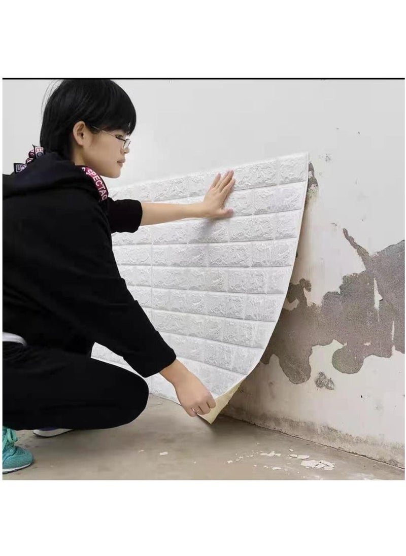 LINGWEI - 3D Wall Sticker Wall Panels White Brick Wallpaper Self Adhesive Waterproof PE Foam For Living Room TV Wall and Home Decor 30pcs - Image 1