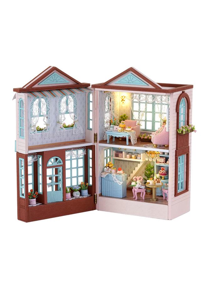 الأزرق جي دبليو بيت الحكمة Diyy House Mini Homes Series يمكن فتح الخشب المصنوع يدويًا ويغلق ، تقديم هدايا متعددة المستويات للفتيات - Image 1