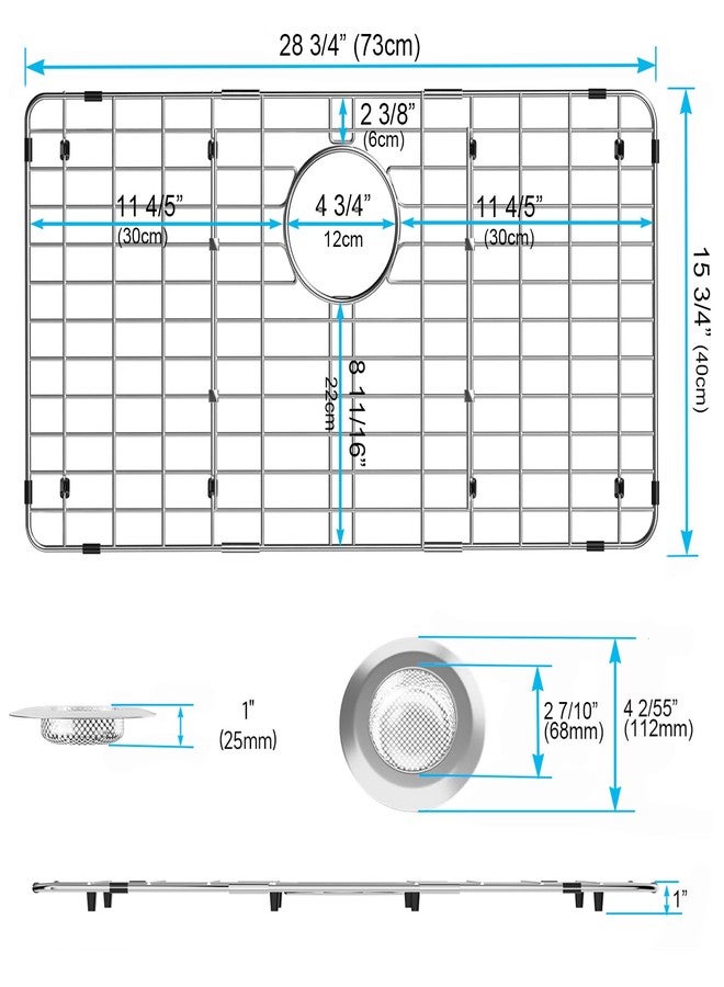 iPEGTOP Sink Rack for Bottom of Sink, Stainless Steel Sink Protector 28-3/4" x 15-3/4" with Rear Drain, Sink Grid Grate with Hole Cover for Kitchen Sink Single Bowl, One-Piece - Image 3