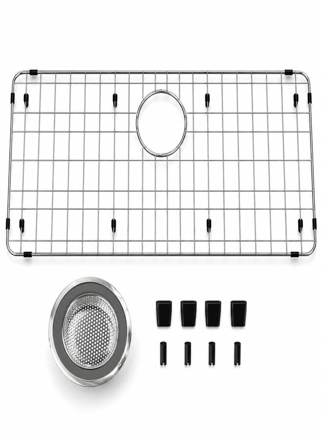 iPEGTOP Sink Rack for Bottom of Sink, Stainless Steel Sink Protector 28-3/4" x 15-3/4" with Rear Drain, Sink Grid Grate with Hole Cover for Kitchen Sink Single Bowl, One-Piece - Image 1