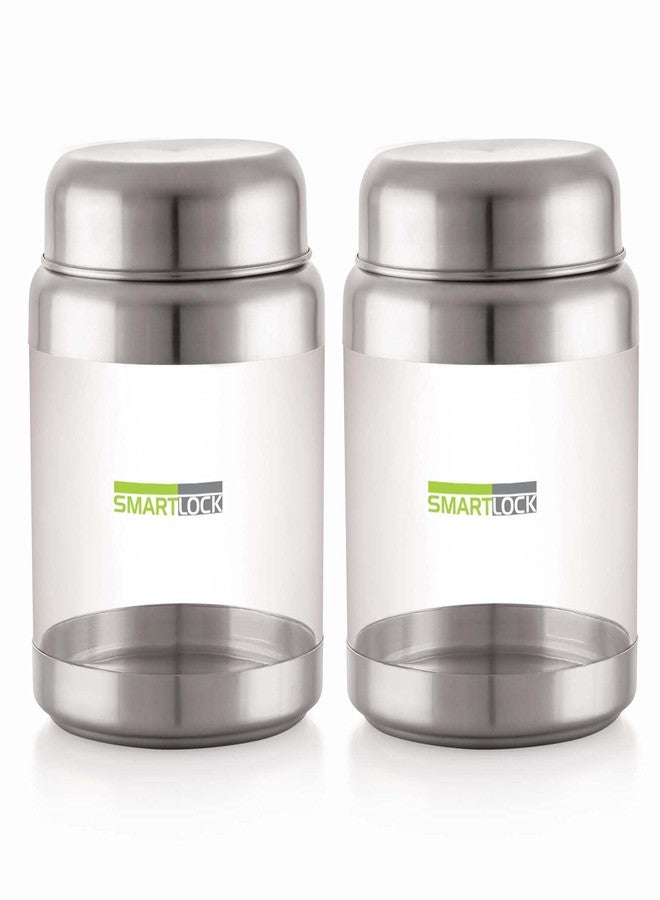 SMARTLOCK Onyx Stainless Steel Transparent See Through Container, Set of 2 (2350 ml Each) - Image 1