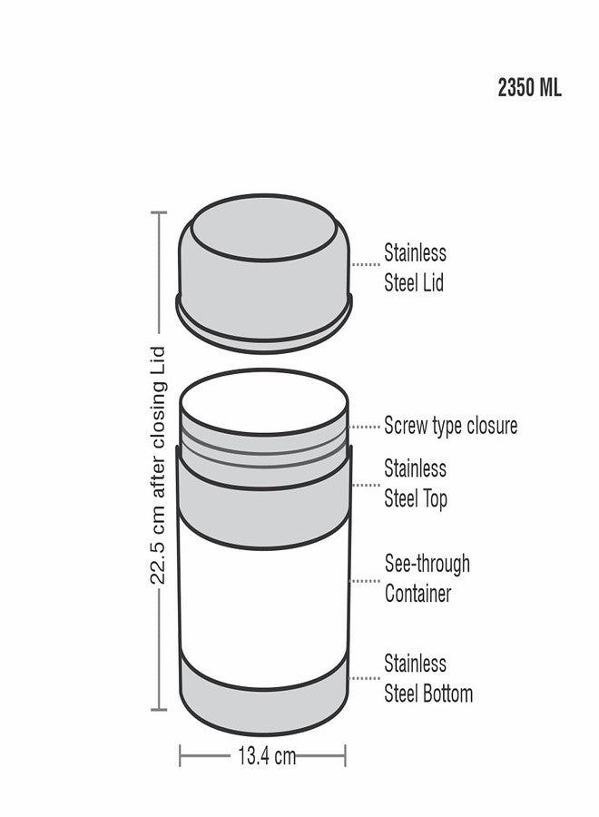 SMARTLOCK Onyx Stainless Steel Transparent See Through Container, Set of 2 (2350 ml Each) - Image 4