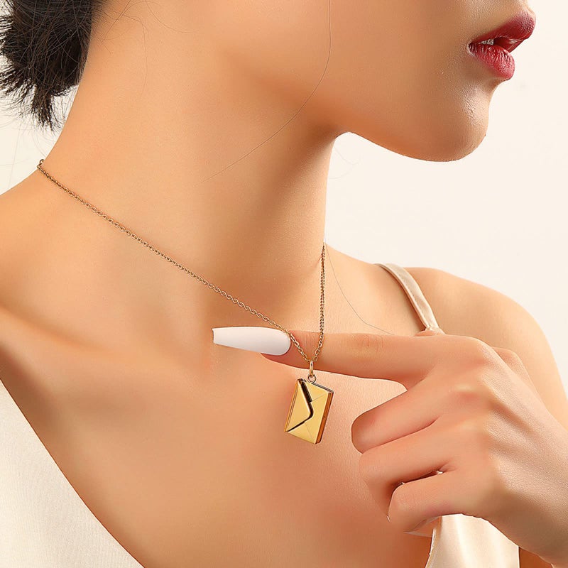 Bukela Love Letter Envelope Necklace, Locket Envelope Necklace with personalized Message Letter a Love for Women Stainless Steel Jewelry for Mom Wife Bestfriend - Image 4