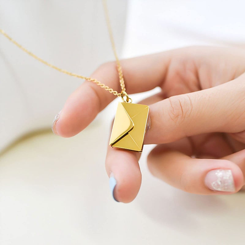 Bukela Love Letter Envelope Necklace, Locket Envelope Necklace with personalized Message Letter a Love for Women Stainless Steel Jewelry for Mom Wife Bestfriend - Image 5