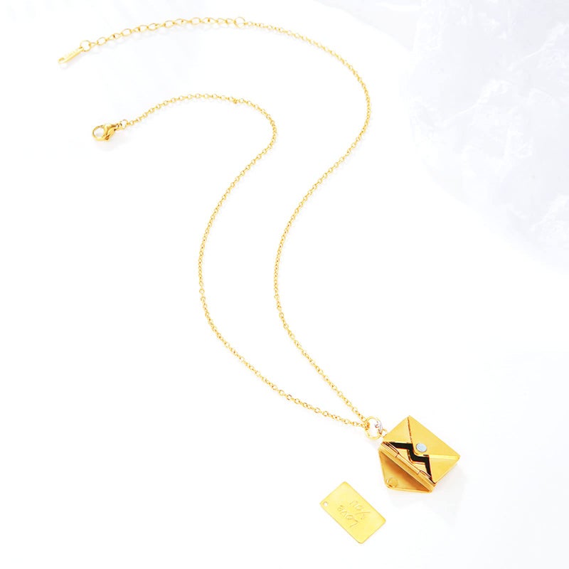 Bukela Love Letter Envelope Necklace, Locket Envelope Necklace with personalized Message Letter a Love for Women Stainless Steel Jewelry for Mom Wife Bestfriend - Image 2