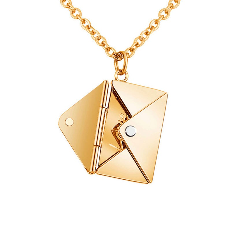 Bukela Love Letter Envelope Necklace, Locket Envelope Necklace with personalized Message Letter a Love for Women Stainless Steel Jewelry for Mom Wife Bestfriend - Image 1