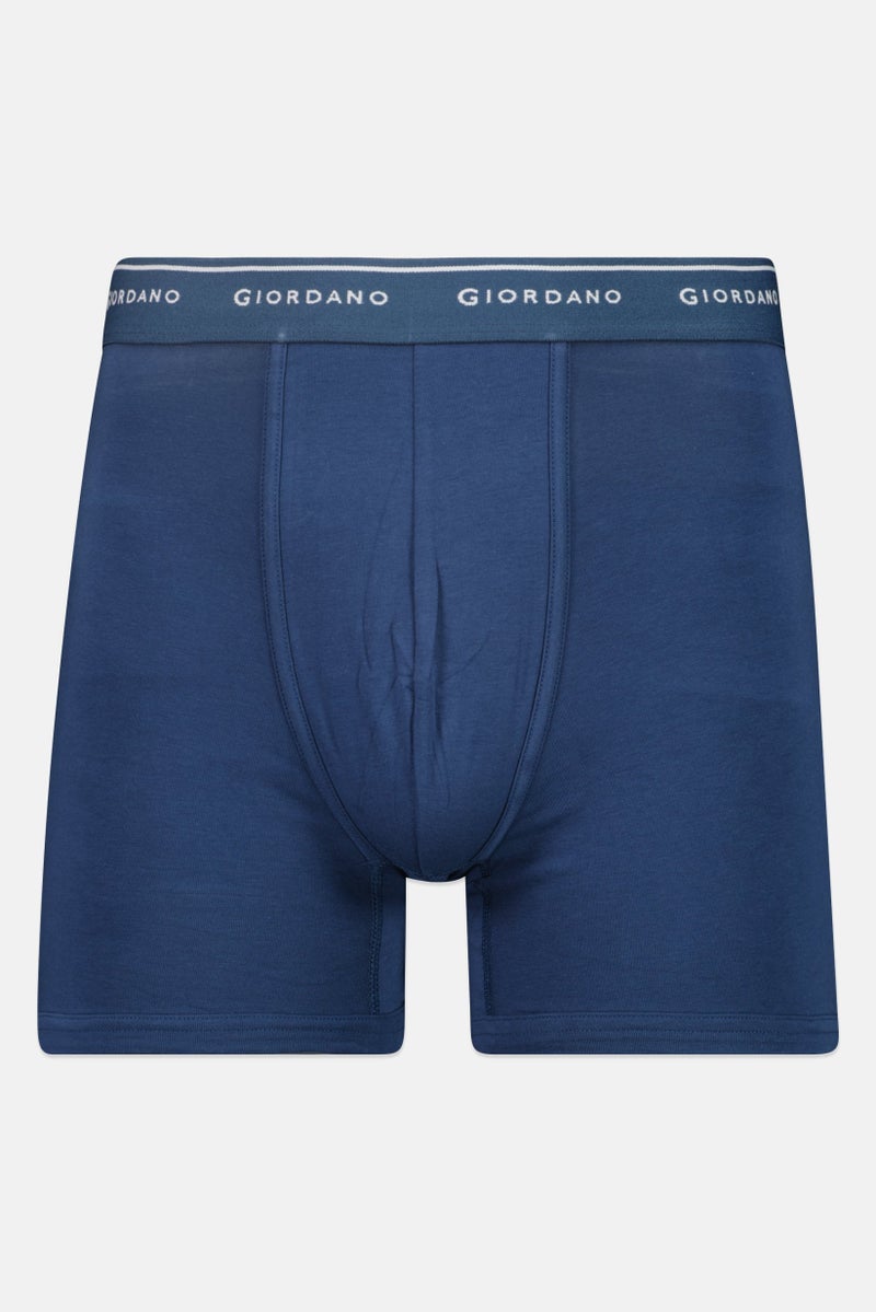 GIORDANO Men 2 Pieces Brand Logo Boxer Brief, Blue/Navy - Image 5