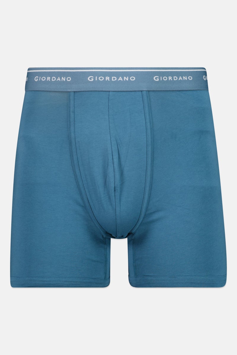 GIORDANO Men 2 Pieces Brand Logo Boxer Brief, Blue/Navy - Image 4