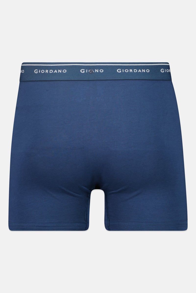 GIORDANO Men 2 Pieces Brand Logo Boxer Brief, Blue/Navy - Image 3