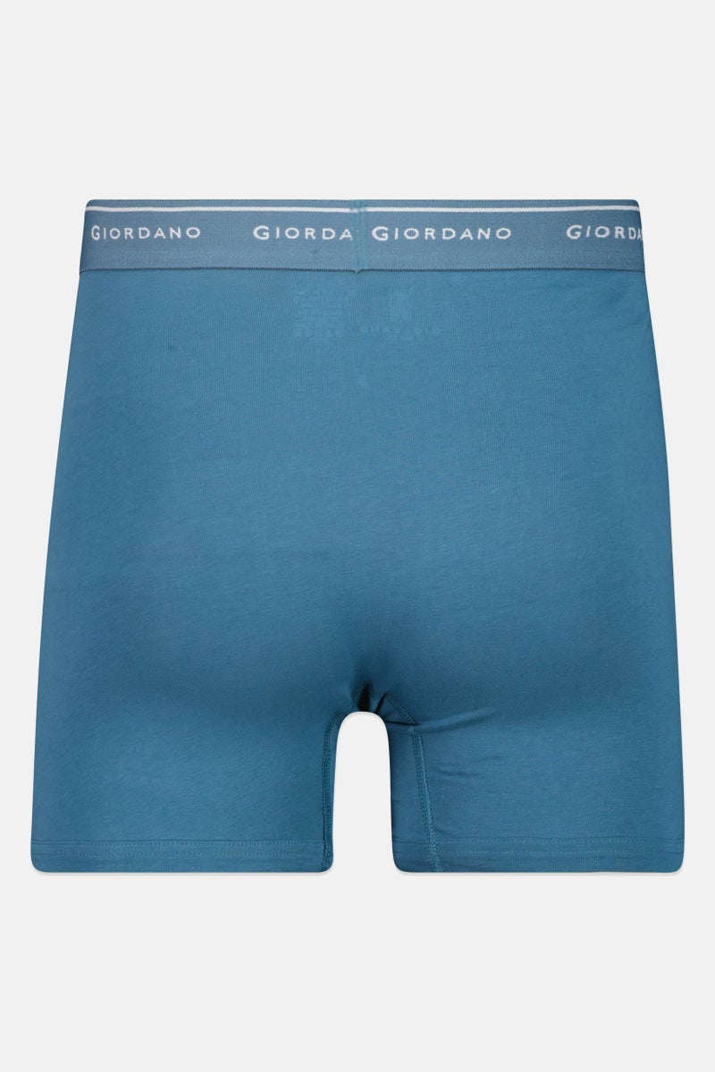GIORDANO Men 2 Pieces Brand Logo Boxer Brief, Blue/Navy - Image 2