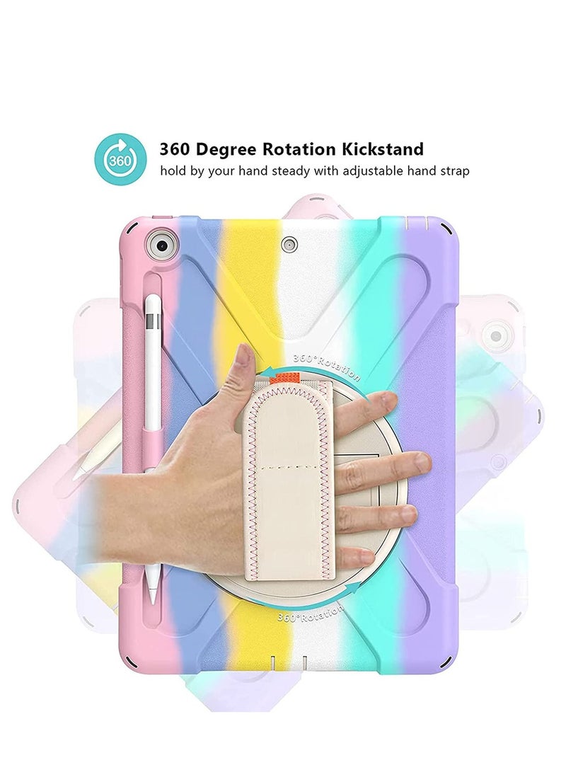 iPad 10.2 Case 2021 9th/2020 8th/2019 7th Generation Case, Rugged Heavy Duty Shockproof Rotatable Kickstand Protective Cover for 10.2 9th/8th/7th Gen -Colorfulpink