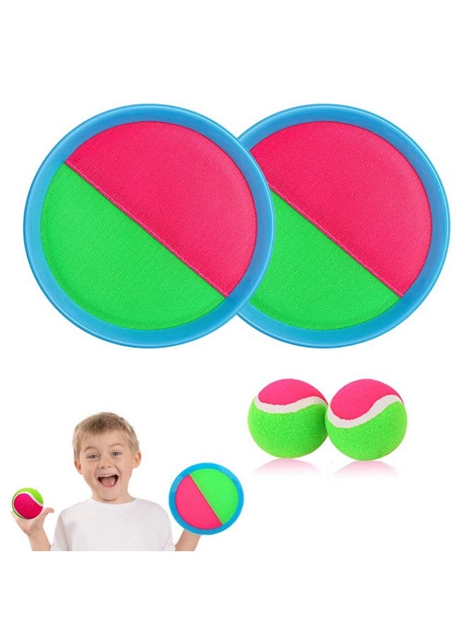 LRUUIDDE Ball Catch Set Games Toss Paddle,Kids Outdoor Toys, Toss and Catch Game Set, Beach Toys Back Yard Backyard with 2 Paddles 2Balls Yard Games Suitable for Kids Birthday Gift Ideal (Blue) - Image 1