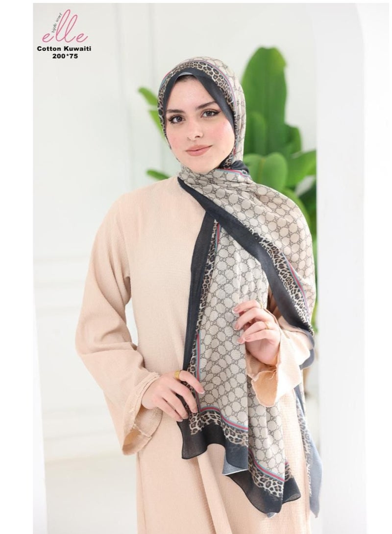 ايل طرحة وشاح حجاب إسلامي قطني فاخر للنساء للمناسبات والأيام العادية - مقاس (200 سم × 75 سم)