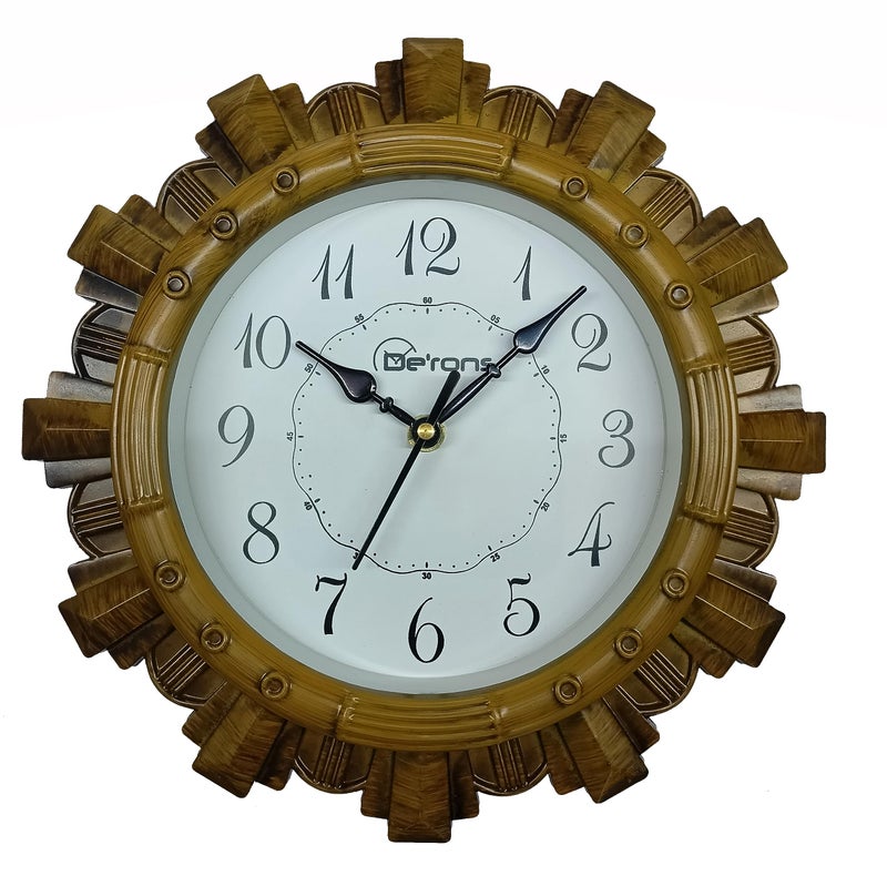 De'rons De’rons Designer Wooden Look Plastic Quartz Wall Clock Watch for Home Kitchen Bedroom Hall Living Room Office (DC-017 Wood) - Image 5