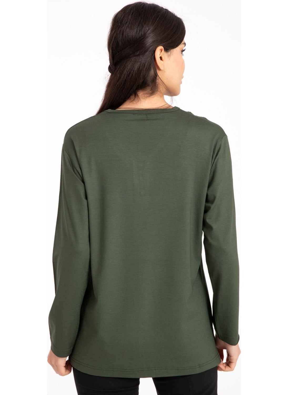 Mutlu City - Women Middle Age and Above V Neck Lycra Viscose Mother Combed Cotton Blouse 140 - Image 1