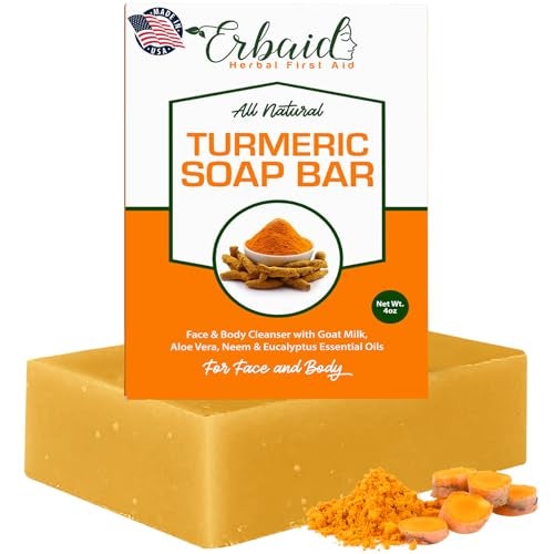 Erbaid Natural Turmeric Soap Bar for Face Body Turmeric Skin Brightening Soap Wash for Dark Spots Intimate Areas Underarms Turmeric Reduces Acne Fades Scars Cleanses Skin 4 Ounce Pack of 1 - Image 2