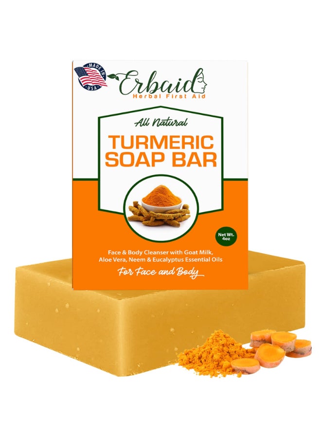 Erbaid Natural Turmeric Soap Bar for Face Body Turmeric Skin Brightening Soap Wash for Dark Spots Intimate Areas Underarms Turmeric Reduces Acne Fades Scars Cleanses Skin 4 Ounce Pack of 1 - Image 3