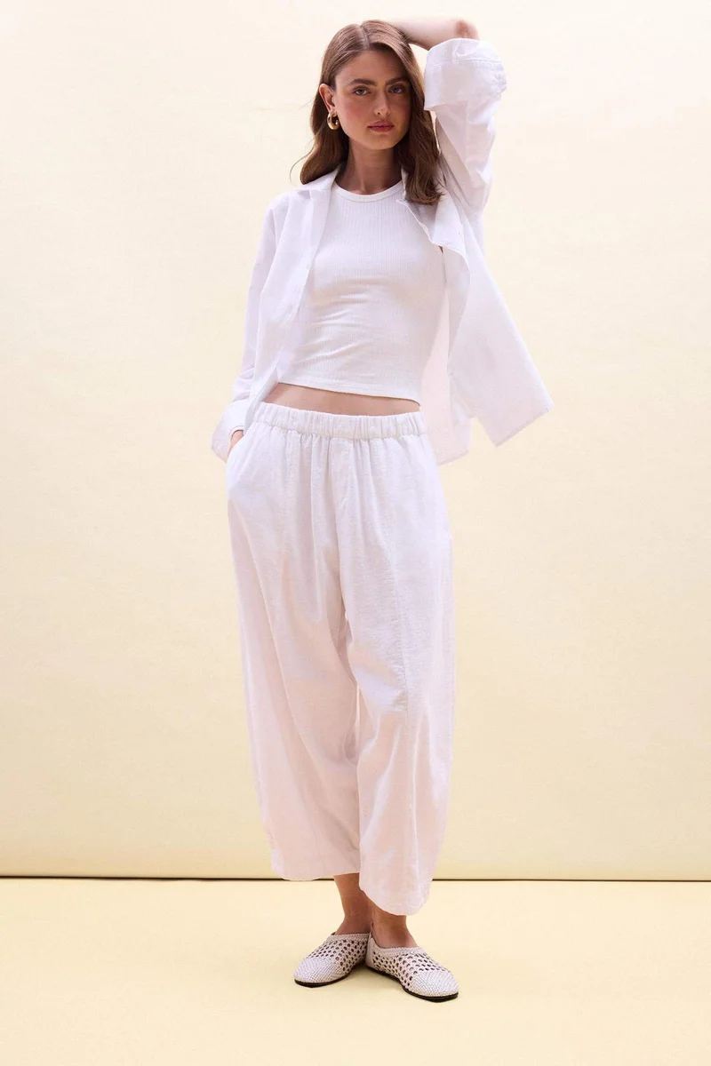 ديفاكتو Oversize Fit Pyjamas Collar Linen Blended Long Sleeve Shirt