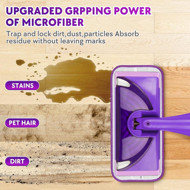 PAPCLEAN Reusable Mop Pads Compatible with Swiffer Wet Jet Mop- 6 Pack Wet Pads Refill Washable Microfiber Mop Pads Wet Dry Mopping Cloths Replacements for Swiffer Wetjet 12" Mop All Purpose Floor Cleaning - Image 5