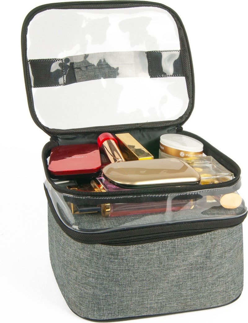 Joseki Makeup Care Bag Women's Accessory Travel Set Daily 2 Compartments Transparent Cosmetic Shaving Set Organizer  - Image 2