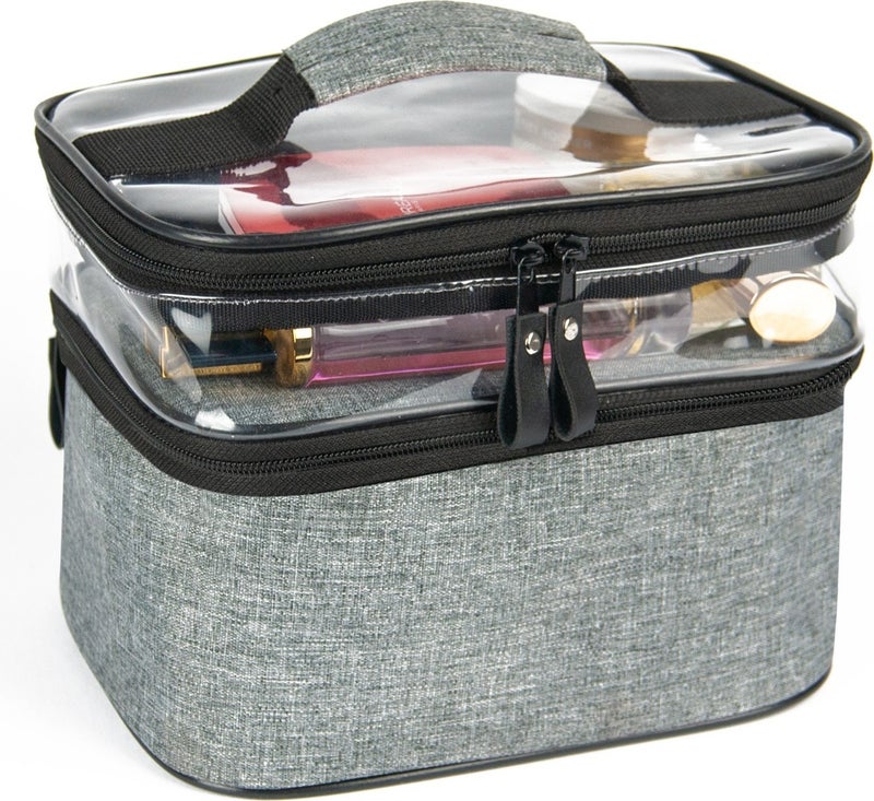 Joseki Makeup Care Bag Women's Accessory Travel Set Daily 2 Compartments Transparent Cosmetic Shaving Set Organizer  - Image 3