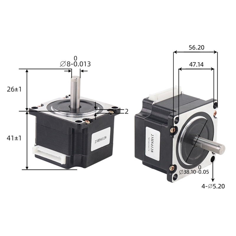 محرك خطوي Nema23 23HS4128 41mm 2.8A 55N CM 4 أسلاك لآلة الطحن 8mm x 1 - Image 4