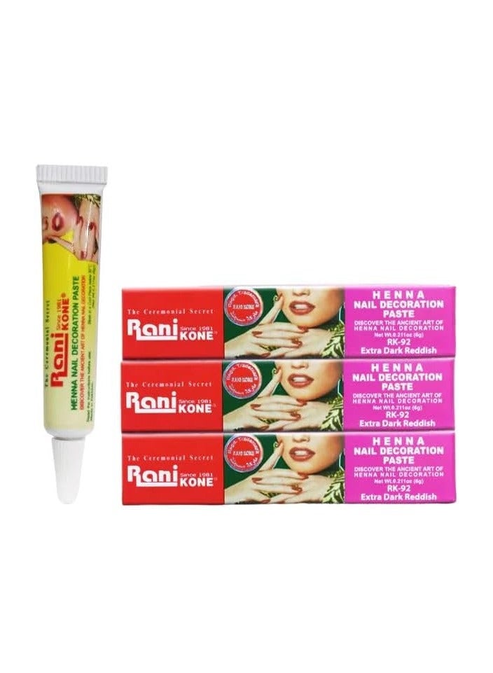 راني كون ‏معجون حناء لديكور الأظافر (احمرداكن اكثر) (عبوة من ٣) - Image 1