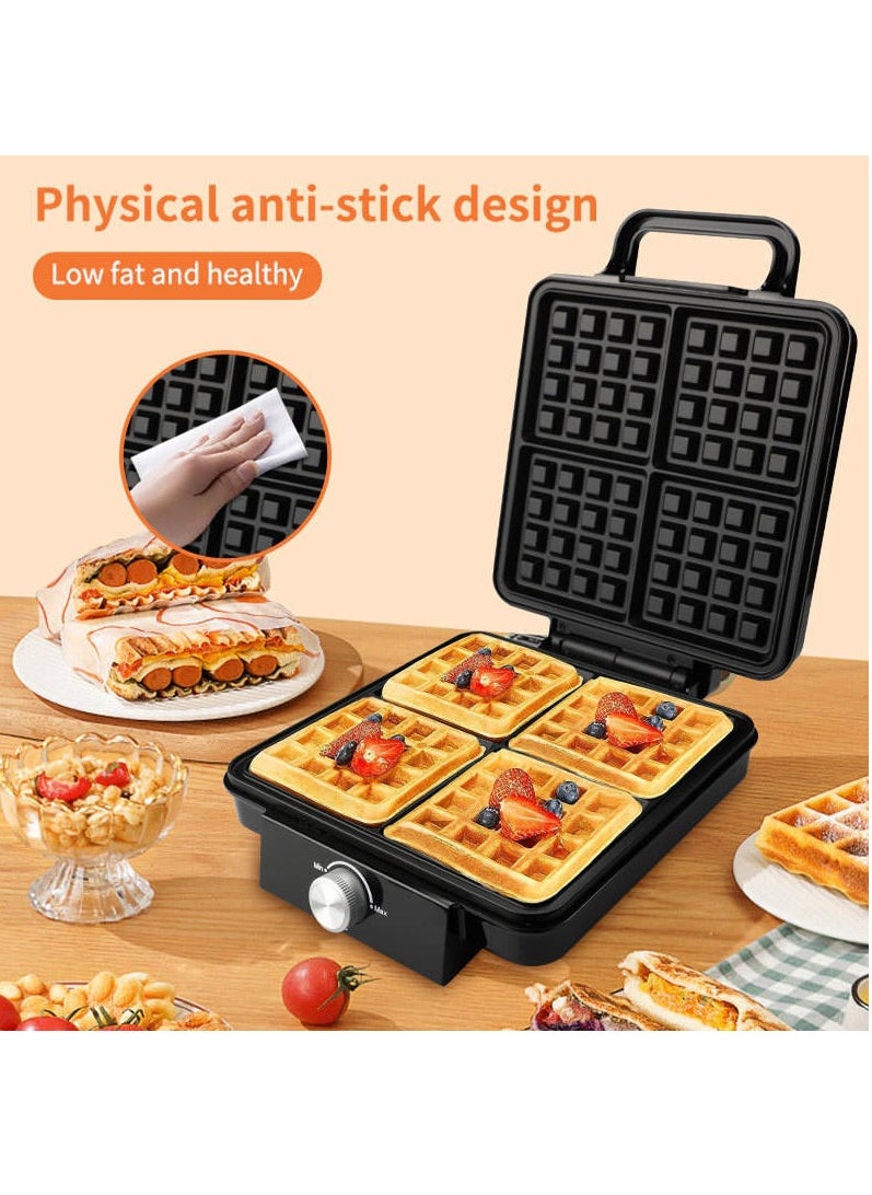1500w Electric Waffle Makers Non- stick Coating Home Use 4 Slice