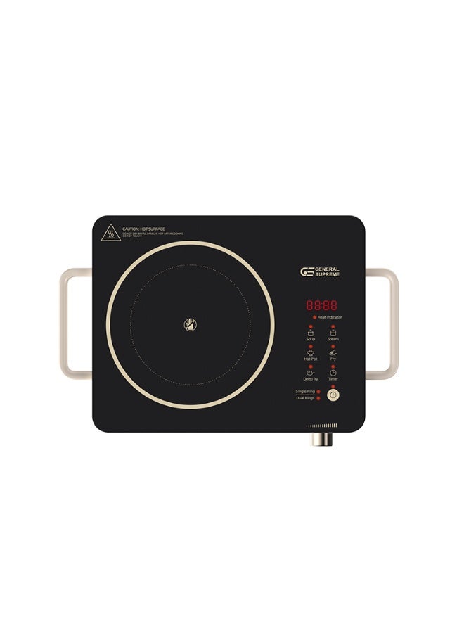 جنرال سوبريم سطح سيراميك كهربائي، 2200 واط، 9 مستويات للتسخين، تسخين مفرد/مزدوج، مؤقت حتى 12 ساعة, GSCH5M - Image 2